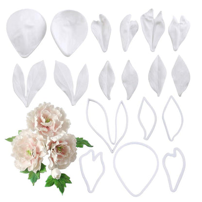 Professional Flower Fondant Mold Set, Reusable Silicone Cake Decorating Tools for Baking & Sugar Craft (Peony Flower)
