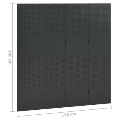 Outdoor/Indoor Room Divider, Room Screen Divider Wall Protection Privacy Furniture Indoor Bedroom, 4-Panel Room Divider Anthracite 63"x70.9" Steel
