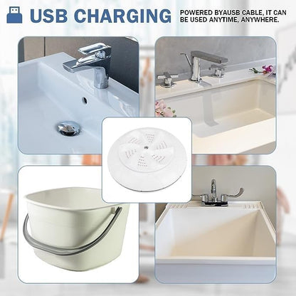 Ultrasonic Washing Machine, USB Powered Portable Turbine Washer for Traveling, Camping, Home Use (White)