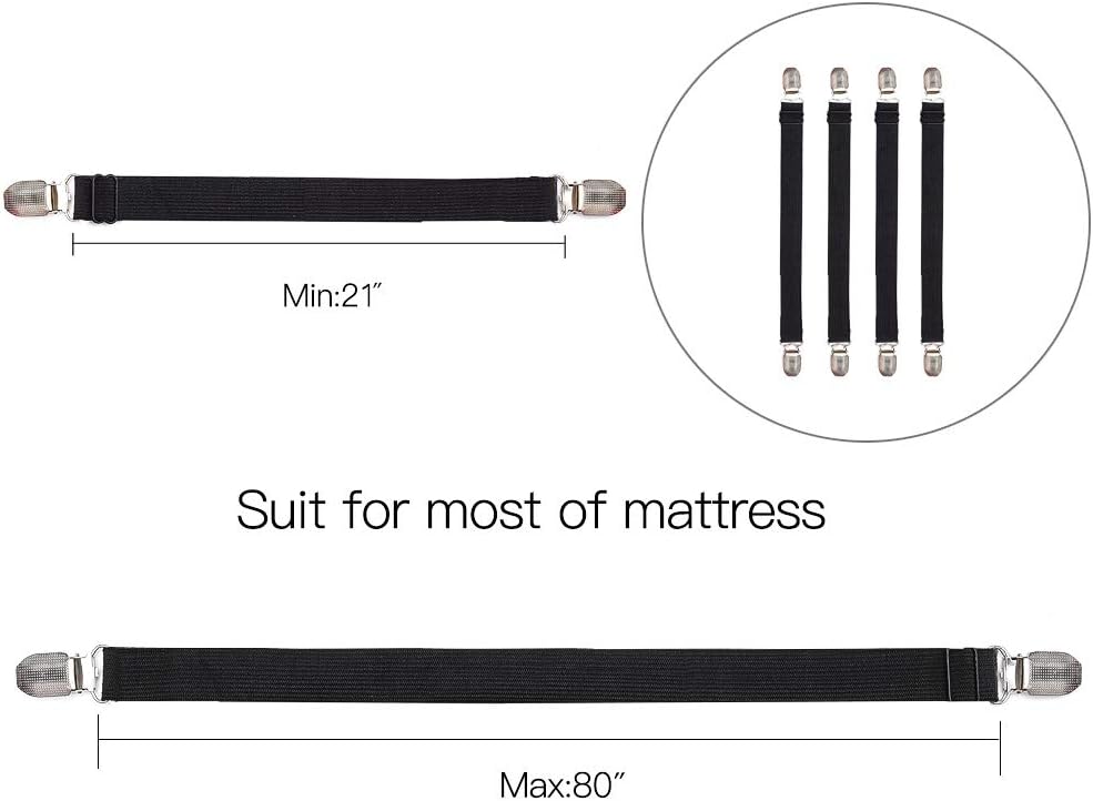Adjustable Bed Sheet Clips, Heavy Duty Sheet Fasteners Holder Straps for Mattress, Sofa, Couch, Recliner