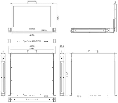 SEETEC 17.3 Inch 1RU Pull Out Rack Mount Monitor Full HD 1920x1080 Broadcast LCD Monitor SC173-HD-56 (HDMI)