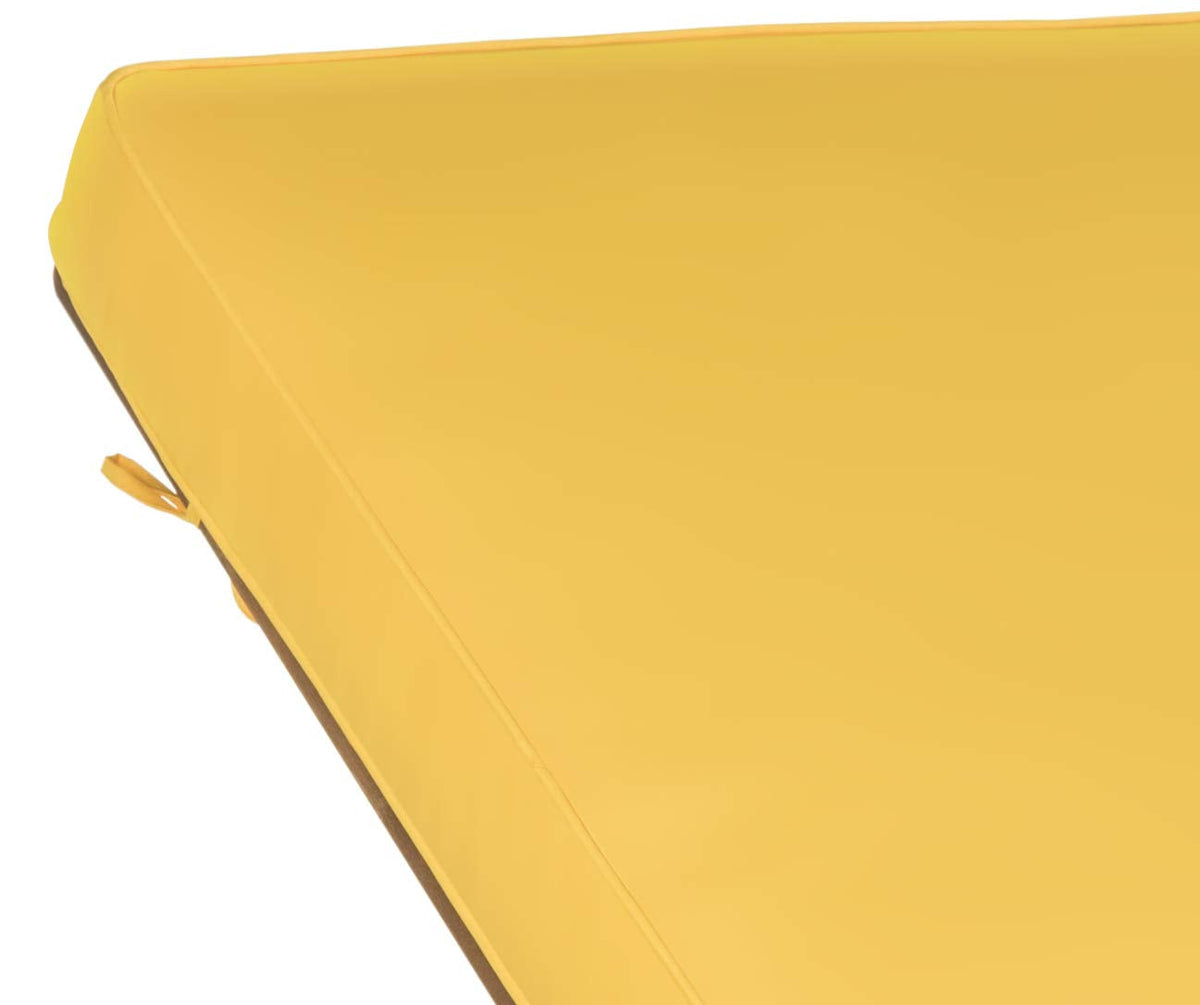 SAFAVIEH Outdoor Collection Newport Natural/ Yellow Cushion Built-in Side Table Adjustable Chaise Lounge Chair