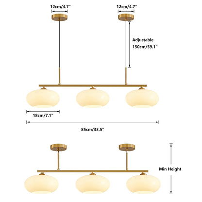 KCO Lighting Modern Gold White Glass Pendant Light Contemporary Brass Kitchen Island Pendant Light Fixture 3 Light Linear Pendant Lighti Modern Globe Linear Chandelierng