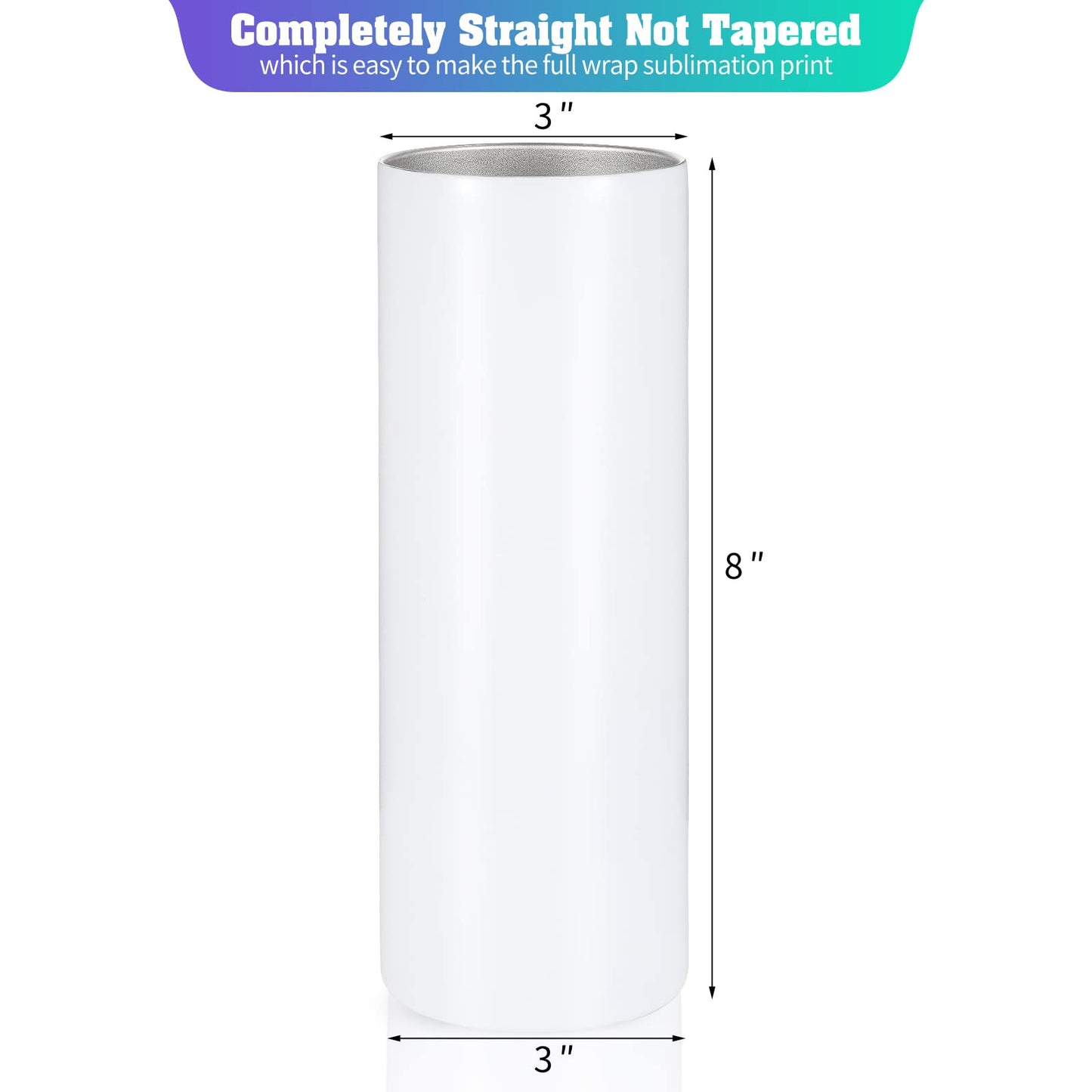 16 Pack Sublimation Tumblers Straight Skinny Tumbler Blanks Bulk 20oz for Heat Transfer, Individual Gift Boxed, Double Wall Insulated Tumbler with Shrink Wrap & Straws