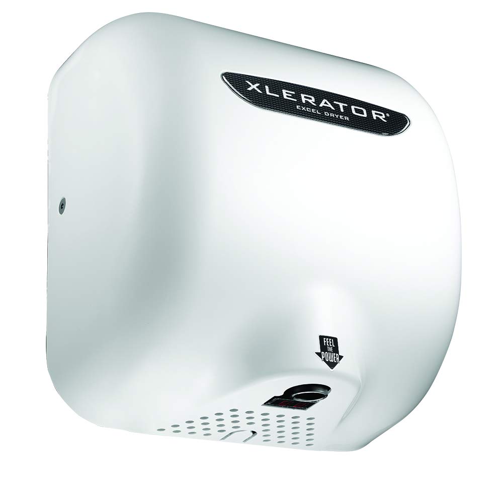 XLERATOR XL-BW Automatic High Speed Hand Dryer with White Thermoset (BMC)Cover and 1.1 Noise Reduction Nozzle, 12.5 A, 110/120 V