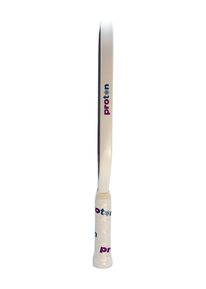 Proton Series Three Raw Carbon Pickleball Paddle - Elongated 16.5" Length, 15mm Honeycomb Core, 8.2oz Lightweight for Spin, Control & Power (Cream)
