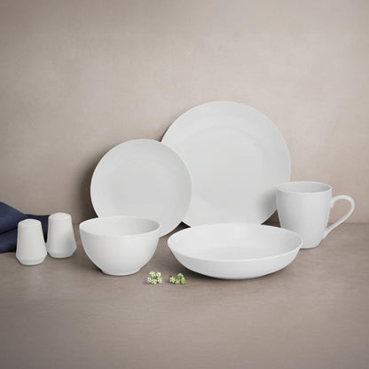 Glad Porcelain Dinnerware Set, 22pcs - White Round Kitchen Dishes, Microwave, Oven & Dishwasher Safe - Dinner Set with Plates, Bowls, Mugs, and Salt & Pepper Shakers