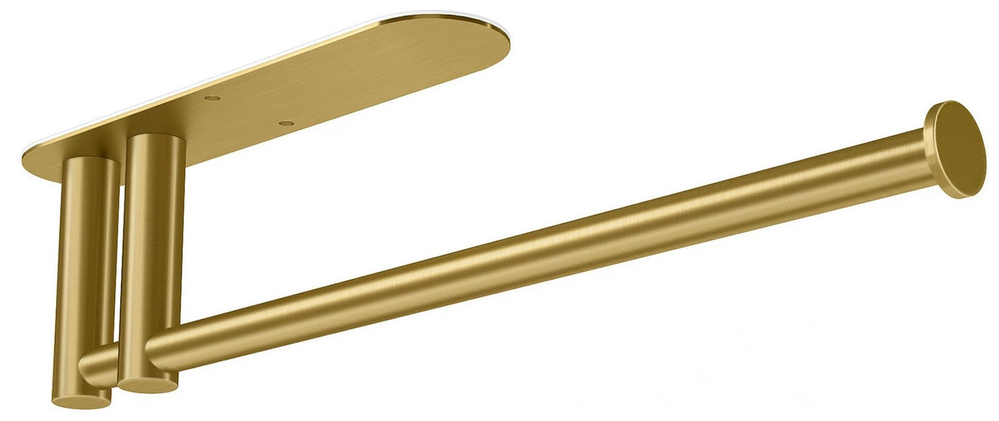 Paper Towel Holder Under Cabinet, 13Inch Self-Adhesive or Wall Paper Towel Holder for Kitchen, Bathroom, RV, Gold