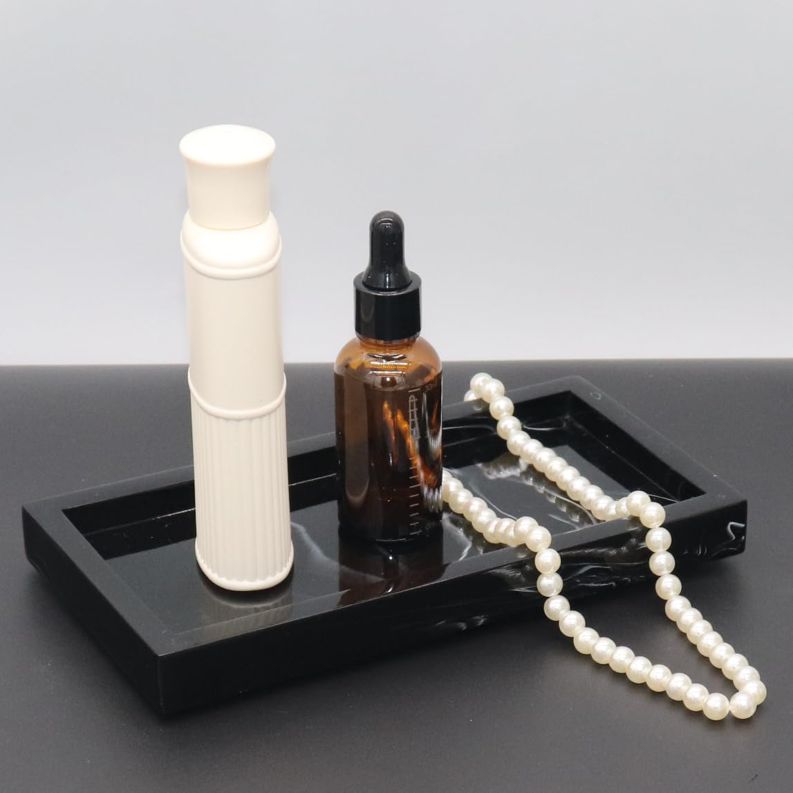 Bathroom Vanity Tray, Black Marble Countertop and Vanity Tray, Resin Tray for Bathroom Decor