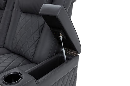 Valencia Tuscany Home Theater Seating | Premium Top Grain Italian Nappa 11000 Leather Power Recliner with Power Lumbar Support & Headrest (Single Recliner, Charcoal Grey)