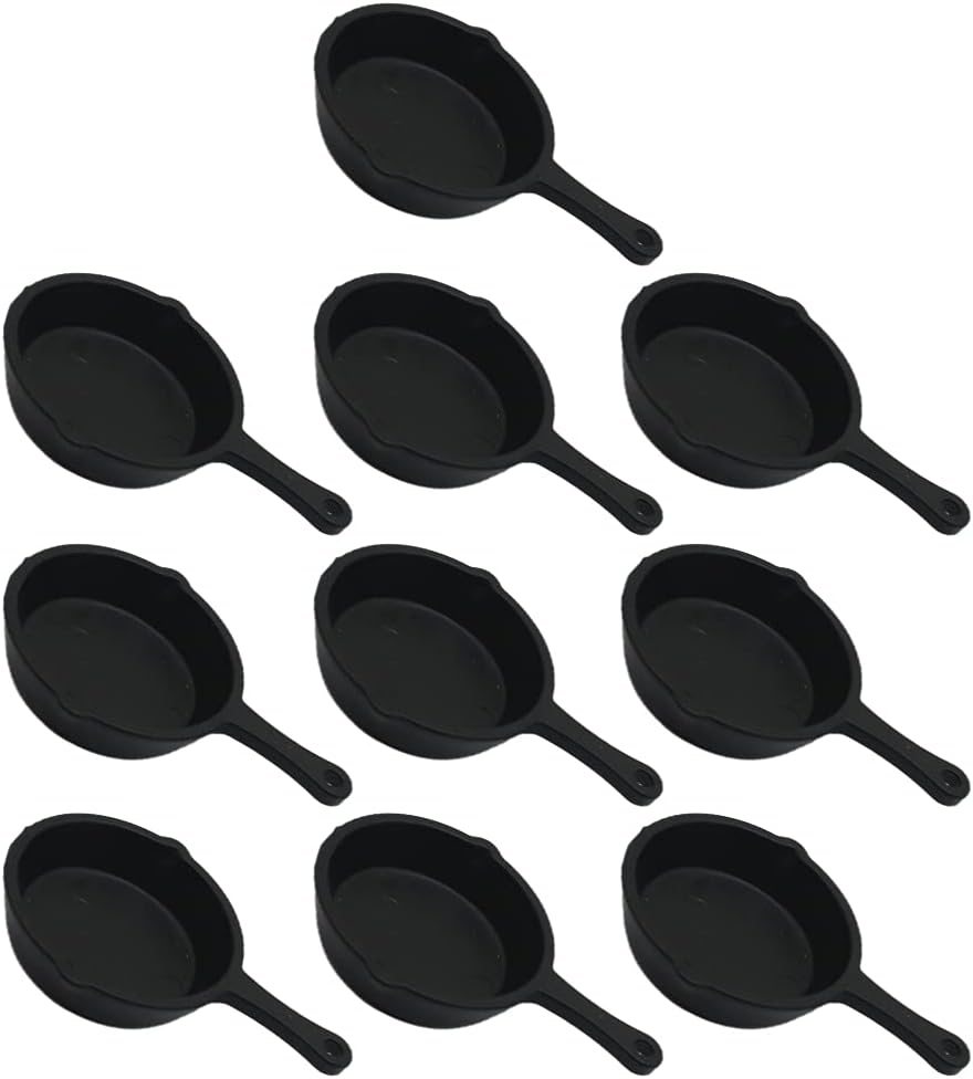 ARTIBETTER 10pcs Mini Cast Iron Skillet Set, Small Frying Pan for Dollhouse Kitchen Accessories