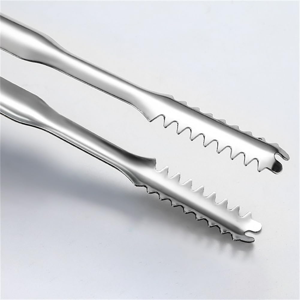 2 Pcs Ice Tongs for Ice Bucket - Premium Stainless Steel with Teeth for Serving Ice, Sugar Cubes, Tea Party (Silver,