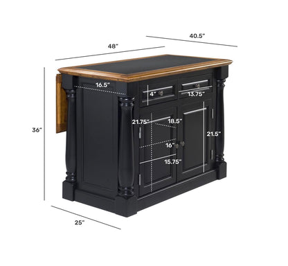 Monarch Black/Distressed Oak Kitchen Island with Granite Top by Home Styles