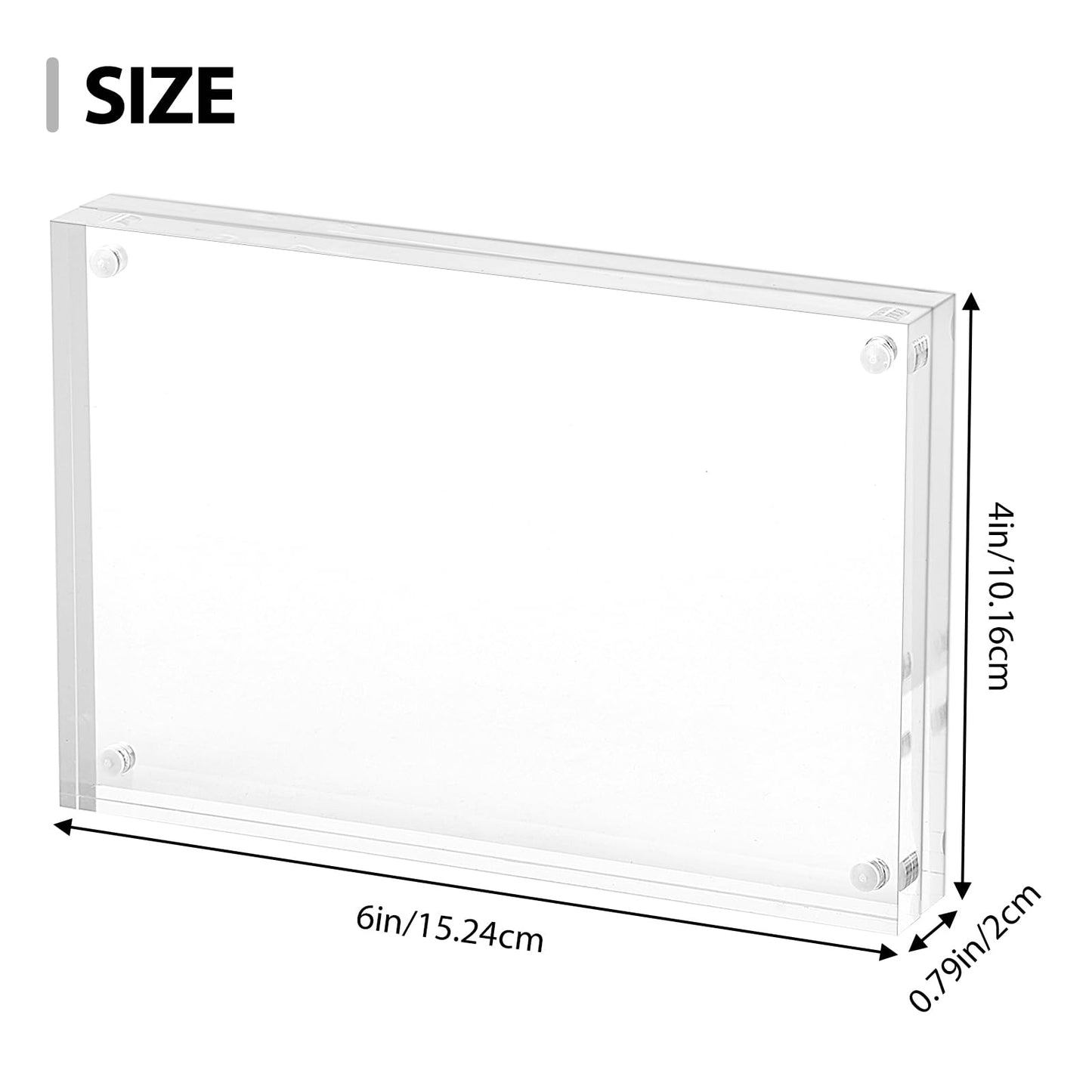 Fixwal 4x6 Picture Frame, 6 Pack Acrylic Frames, Clear Double Sided Photo Frame with Magnetic Desktop