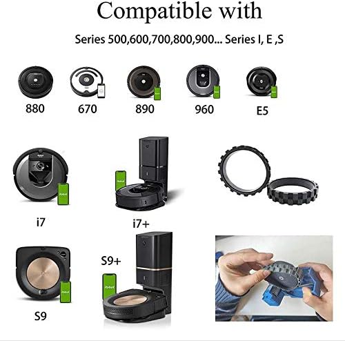 Front Caster Ball Wheel & Drive Wheel Tires Compatible with IRobot Roomba S Series S9 (9150), S9+, S9 Plus (9550) Robot