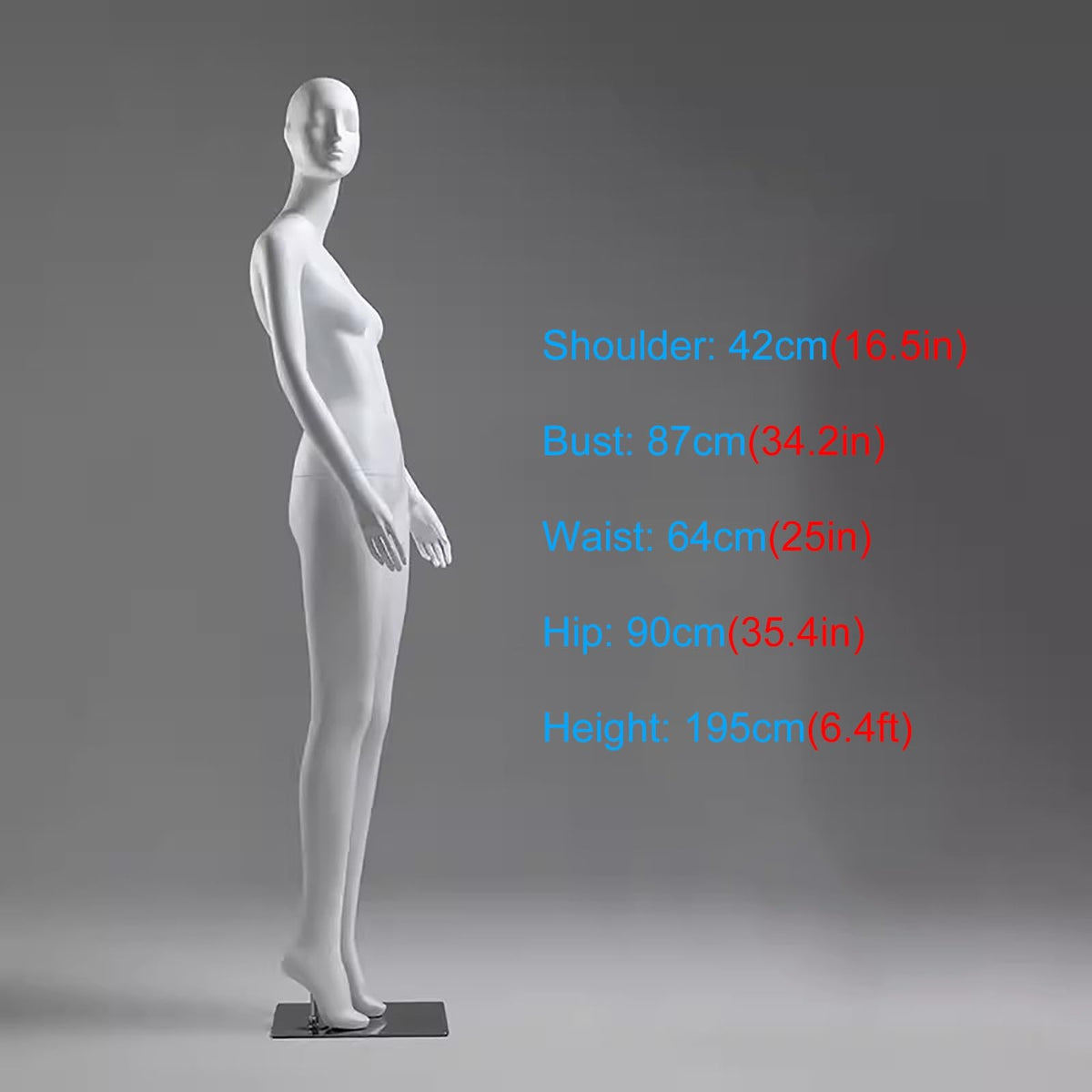 Matte White Tall Female Mannequin with Head, Detachable Torso Dress Form for Retail & Home Display - Ideal Clothing Display for Online Shops (Size: Style5)