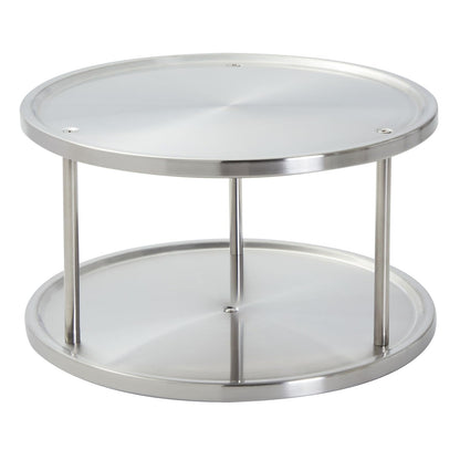 Juvale 2-Tier Lazy Susan Spice Rack Organizer for Cabinet - 10.5 in, Stainless Steel - Kitchen Countertop Organizer & Spice Carousel for Pantry Organization