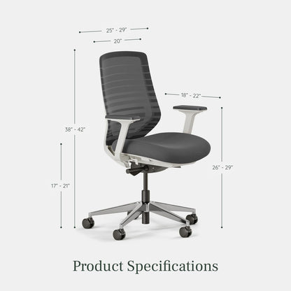 Branch Ergonomic Chair - A Versatile Desk Chair with Adjustable Lumbar Support, Breathable Mesh Backrest, and Smooth Wheels - Experience Optimal Comfort and Support - Graphite - White