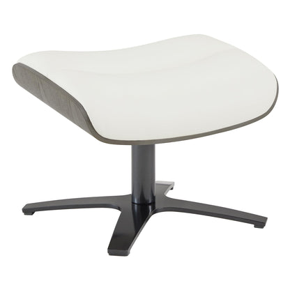 CHITA Genuine Leather Reclining Swivel Chair with Adjustable Headrest and Ottoman for Living Room, White