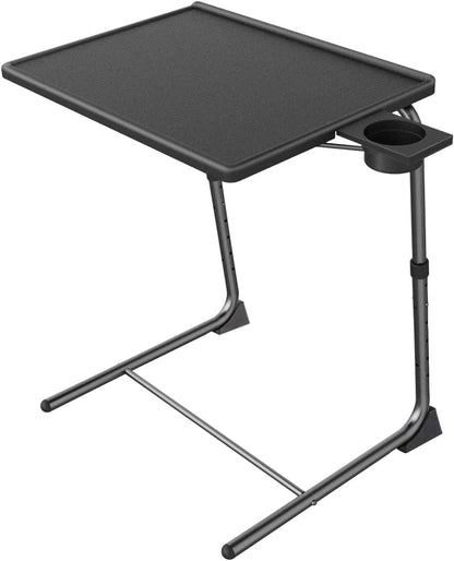 HUANUO TV Tray, Adjustable TV Tray Table - TV Dinner Tray on Bed & Sofa, Comfortable Folding TV Tray with 6 Height & 3 Tilt Angle Adjustments (Black)