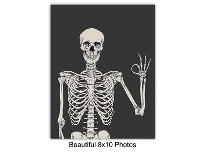 Skeleton Wall Art & Decor - Halloween Wall Decor - Gothic Home Decoration - Goth Room Artwork - Funny Skull Art - Pagan Gifts - Bedroom Dorm Man Cave - Men Boys Teens - Witchy Picture Poster Print