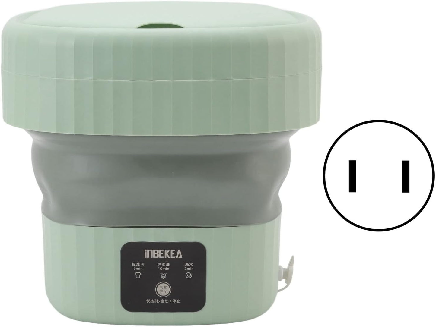 Septpenta 6L Portable Mini Washing Machine with Drain Valve, Foldable Design for Travel, Camping, Baby (Green)