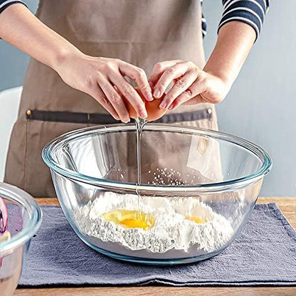 MCIRCO Glass Mixing Bowls Set - 4 Nesting Bowls with Lids for Meal Prep & Food Storage | BPA-Free, 0.8-4.8 Qt