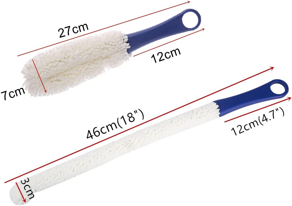 Bottle Cleaning Brush Set, 2 Different Sizes Flexible Scourer for Cleaning Wine Decanters, Goblets, Glasses