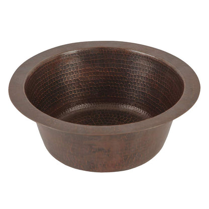 Premier Copper Products BR12DB2 12-inch Round Hammered Copper Bar Sink with 2-inch Drain Opening