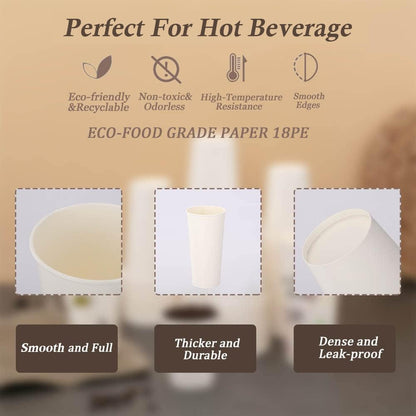 Lamosi 300 Pack Paper Cups 8 oz, Disposable Coffee Cups, Paper Coffee Cups 8 oz, White Hot/Cold Beverage Drinking Cup for Water Juice or Tea, Office Party Home Travel