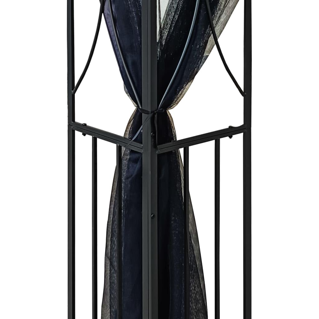 Anthracite Steel Gazebo with Sidewalls, 118.1"x118.1" Outdoor Canopy Tent, Double-Tiered Roof, Patio for Garden Parties Outdoor Structures