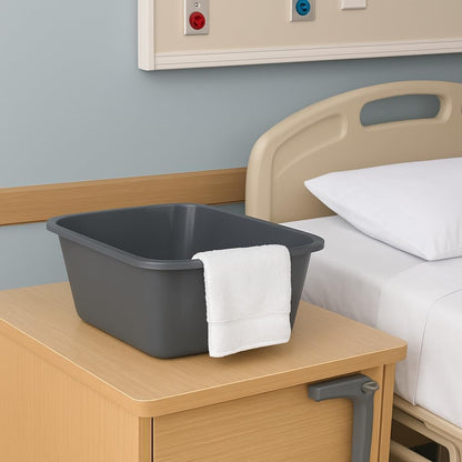 Vakly Wash Basins – Rectangular Plastic 7-Quart Graduated Hospital Soaking Tub with Markings – Small Portable Washbasin for Face Washing, Cleaning, Foot Bath, Dishes, Laundry & Bedside Care