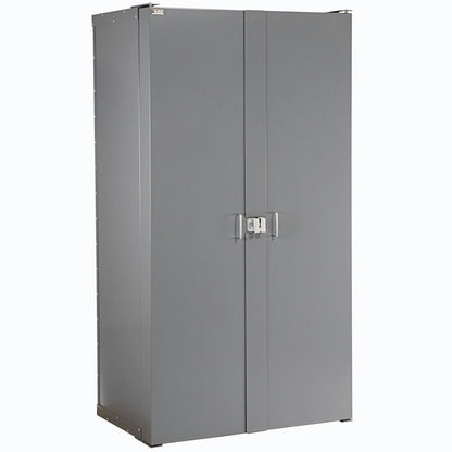 Global Industrial Deep Door Bin Cabinet, Includes 68 Blue Plastic Bins, Padlockable Steel Cabinet, 38" W x 24" D x 72" H, for Tool and Parts Storage, Assembly Required