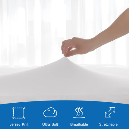 Twin Fitted Sheet Only, Twin Size Sheets for Kids Up to 12 Inches Deep Procket, Single Bed Mattress Sheets Stretchable Breathable Cover for Air Mattress, White