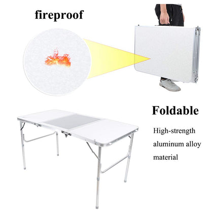 Eminchu Folding Table with Sprayed Fireproof Board Foldable Design Easy to Carry Camping Furniture Supplies High Strength Aluminum Alloy Material for Outdooor Picnic Camping Travel