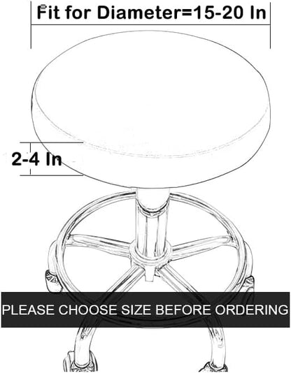15"-20" 2 Pack Sigmat Round Stool Covers, Stretch Waterproof Bar Stool Seat Cover Round Chair Covers White