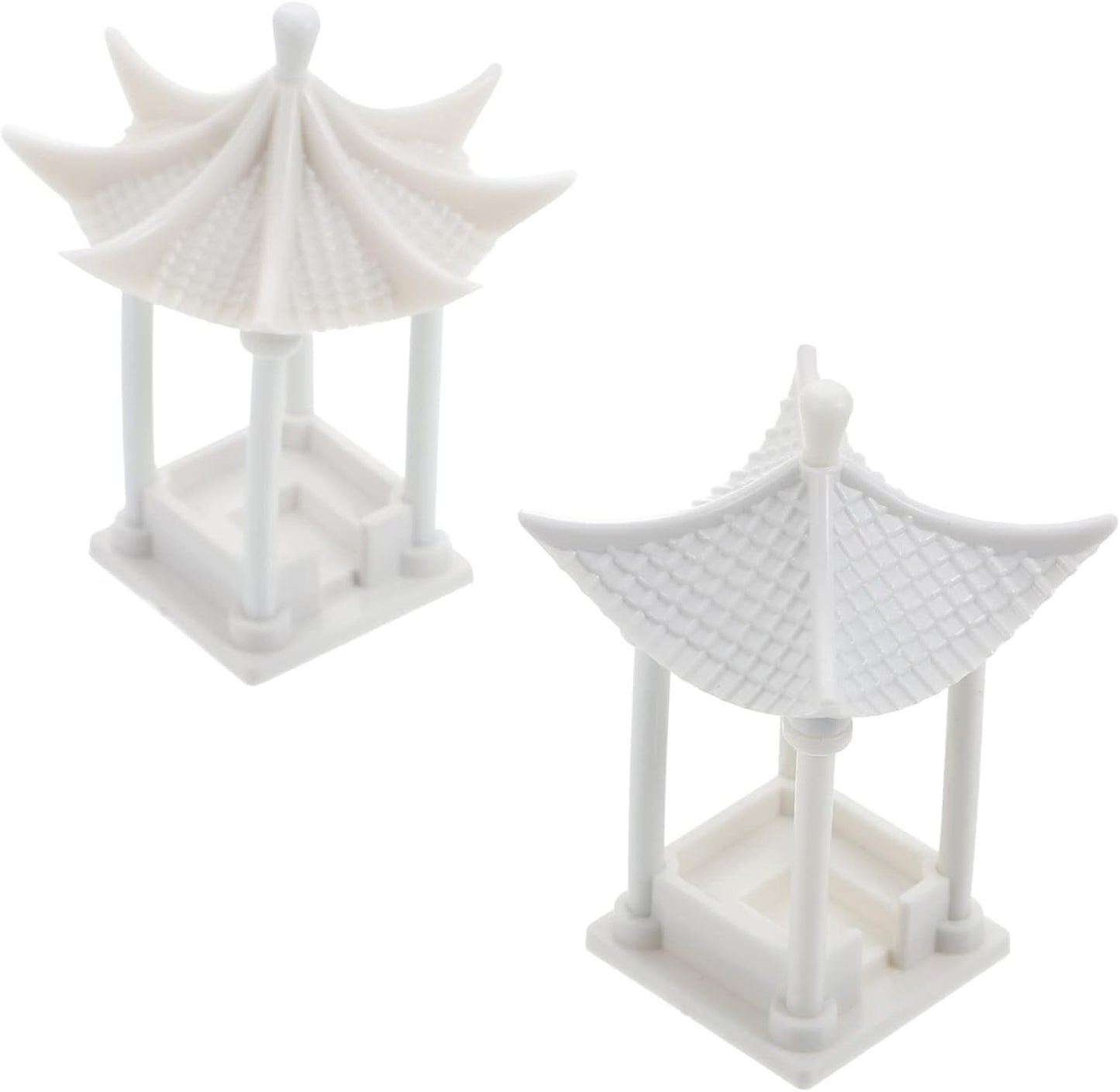 Yardwe 2pcs Building Material Model Ceramic Pagoda Statue, Miniature White Abs Figurines for Doll House, Asian Decor