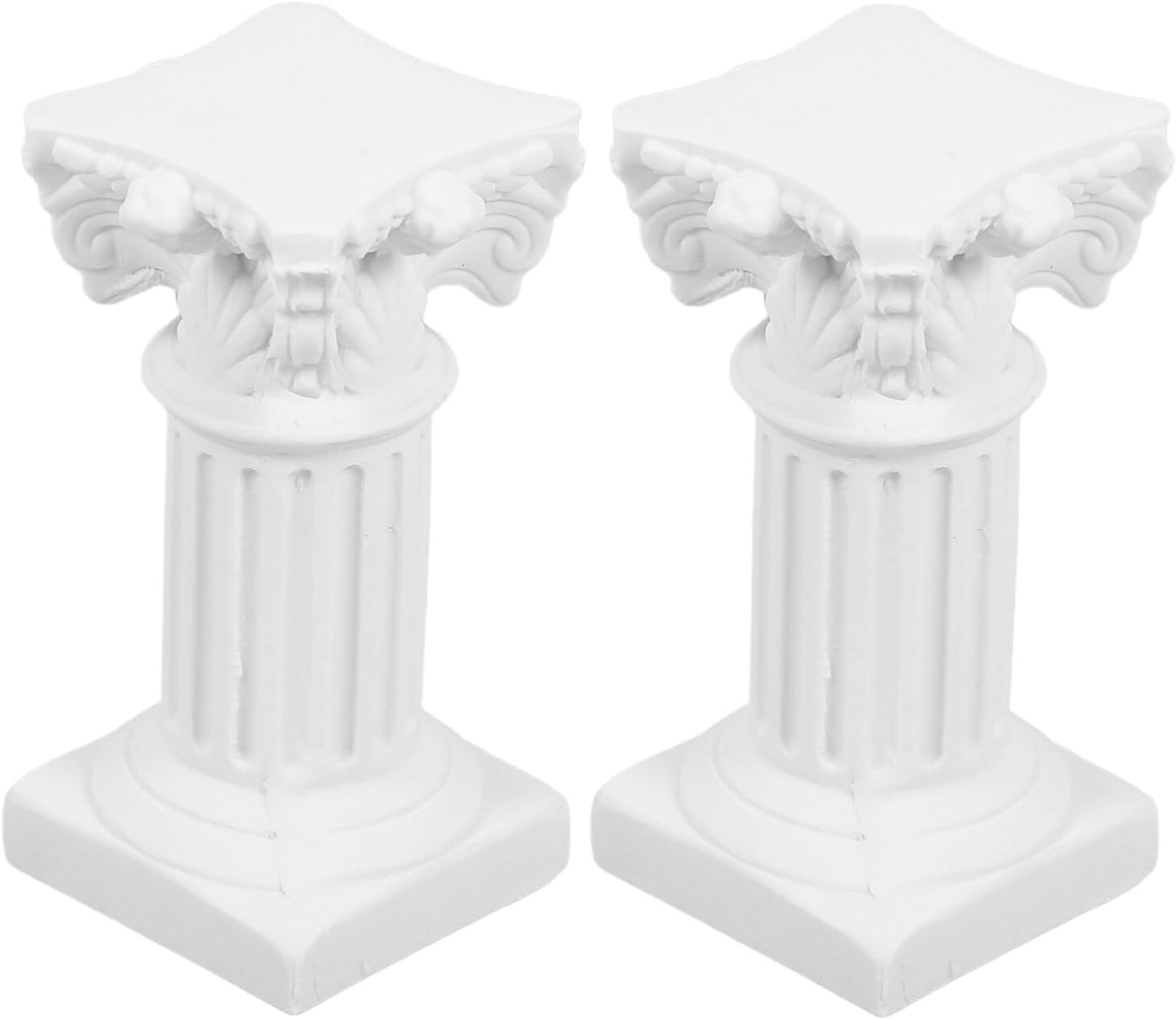 TOYANDONA Roman Pillar Statues - Elegant Greek Columns Candle Holders | 2-Piece White Resin Set