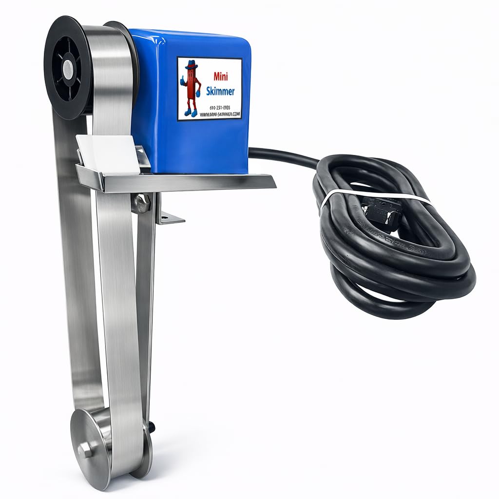 Mini-Skimmer Stainless Steel Belt Oil Skimmer MSB-B, 1 GPH Oil Removal, for Coolant Tanks, Parts Washers, Ultrasonic Cleaners (8" Reach (30 RPM))