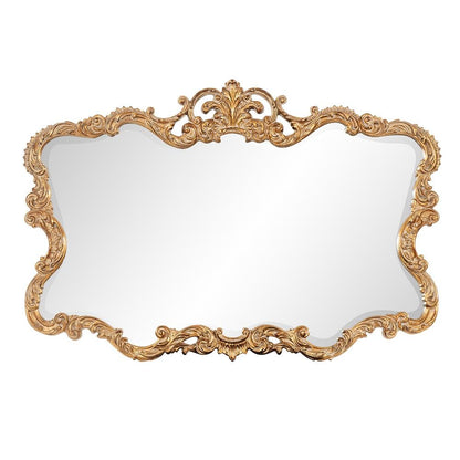 Howard Elliott Collection Antiqued Talida Gold Ornate Mirror for Wall, Large Focal Point Rectangular Bedroom Living Room & Vanity Wall Mounted Mirror in Resin Frame, Gold Leaf, 27 x 38 Inch
