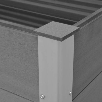Mhdvray 39.4" Grey Square Raised Garden Bed, Wood-Plastic Composite Elevated Planter Box for Patio & Terrace, Large Outdoor Planter 100x100x91 cm