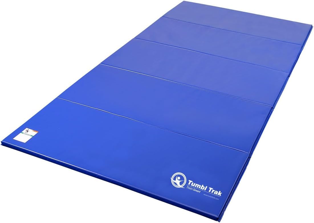 Tumbl Trak Gymnastics Folding Tumbling Panel Mat, 5ft x 10ft x 1-3/8in, Royal Blue