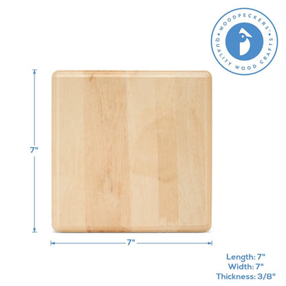 Unfinished Wooden Squares 7 inch Pack of 2 Wood Boards for Crafts Wood Signs for Crafts, Wooden Plaque Craft Blanks by Woodpeckers