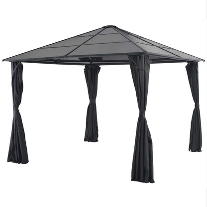 Outdoor Gazebo 9.8'x9.8' Hardtop Canopy Pavilion with Protective Curtains, Aluminum and Steel Frame for Backyard Patio Garden Lawn Events