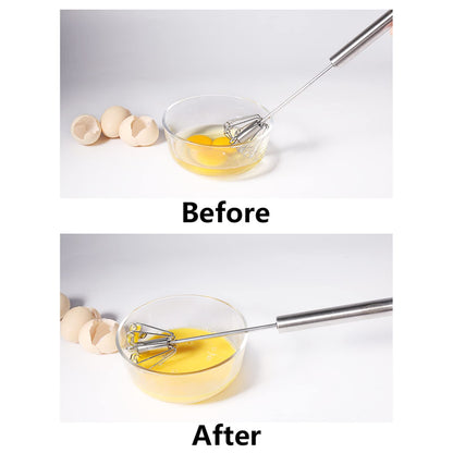 Newness Egg Whisk, [2 Pack] Stainless Steel Blender for Home - Versatile Tool for Egg Beater, Milk Frother, Hand Push Mixer Stirrer - Kitchen Utensil for Blending, Whisking, Beating