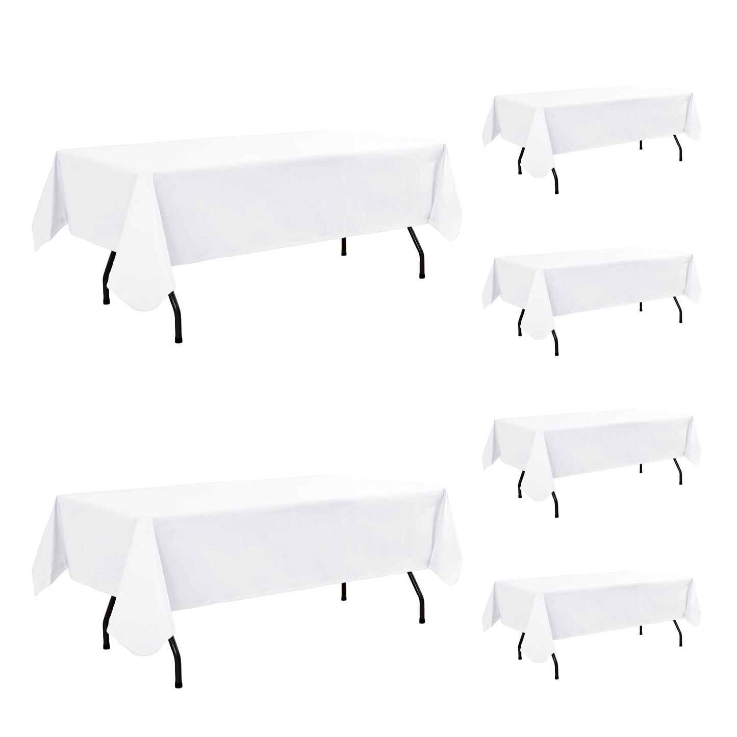 Enjoyidea Vinyl Tablecloth with Flannel Backing-6 Pack White 60x102 Inch Outdoor Waterproof Rectangle 6 Foot Plastic Table Cloths Sheets-Wipeable Heavy Duty Oilcloth for Picnic Party Camping Dining