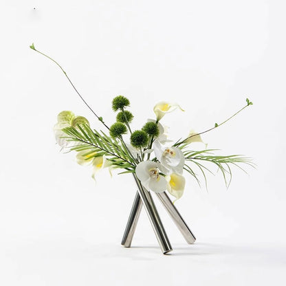 Artificial Bonsai Tree Light Luxury Creative Round Tube Simulation Flower Art Decoration Sample Room Living Room Porch Flower Arrangement Simple Decoration Artificial Plant Bonsai Tree