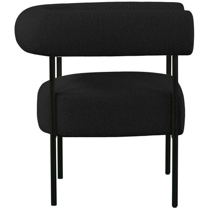 Meridian Furniture 527Black Blake Collection Modern | Contemporary Boucle Fabric Upholstered Accent Chair with Matte Black Frame, Black, 32" W x 28" D x 30.5" H