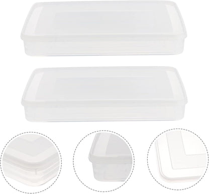 HOMSFOU 2pcs Large Dumpling Box Containers for Fridge, Stackable Food Storage Bins, Refrigerator Box Kitchen Supply