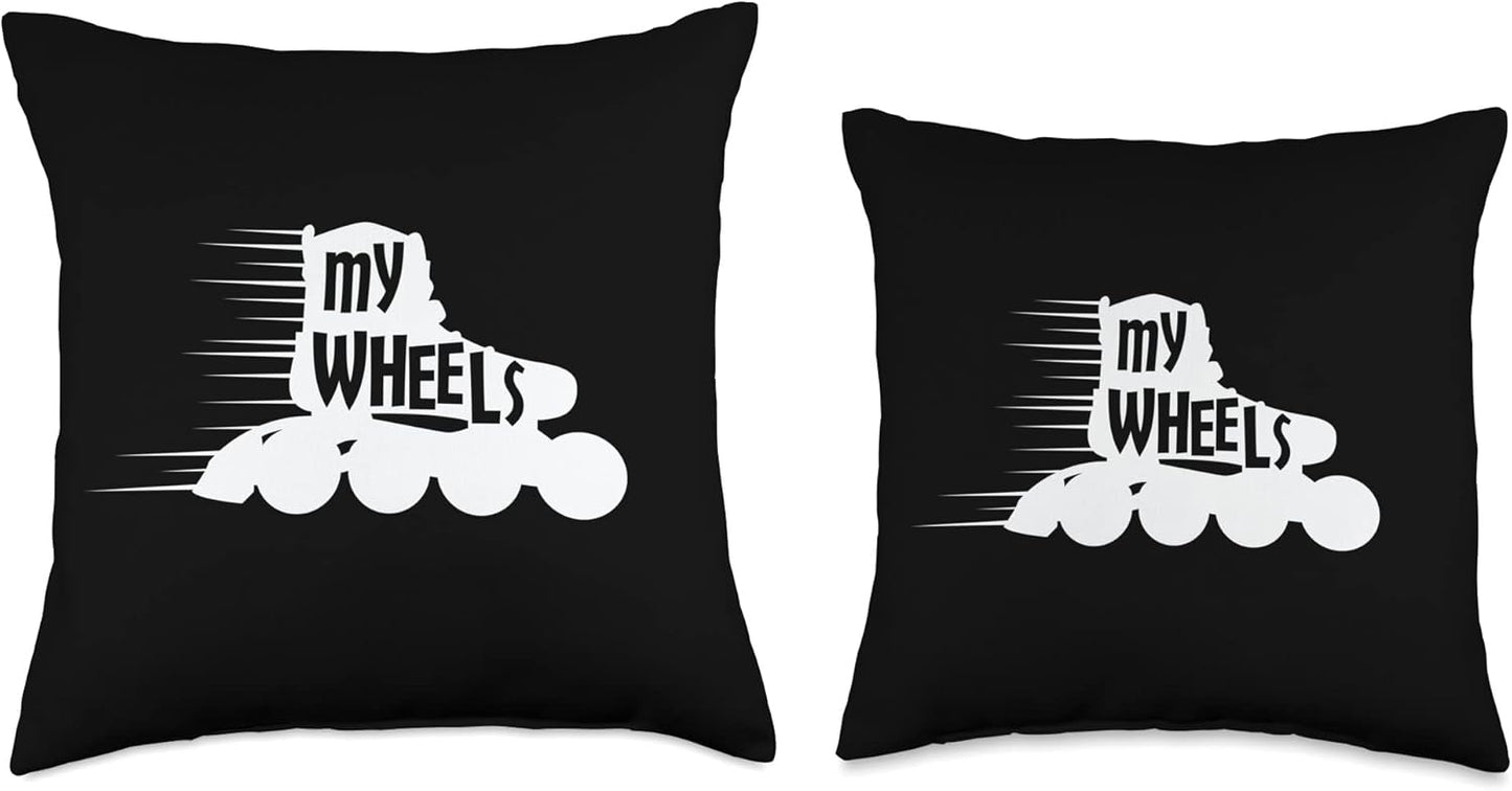Skating Board Inline Roller Skate Throw Pillow, 18x18, Multicolor Skateboard Inline Skating My Wheels